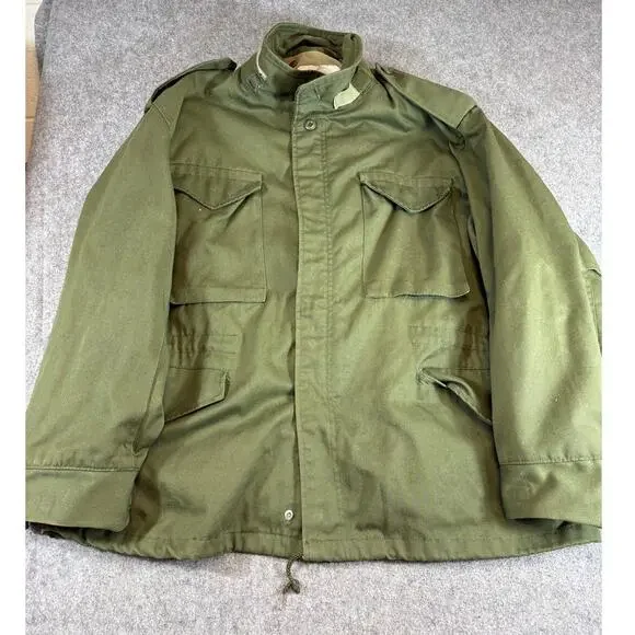 Vintage 80s US Army Military Field Jacket Mens XL Green Cold Weather Coat Combat - Picture 2 of 9